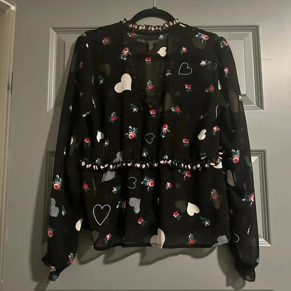 avec les filles floral heart blouse size medium - Picture 4 of 6